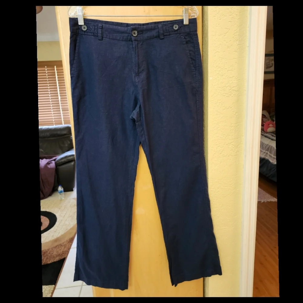 Banana Republic Navy Blue Linen Cotton Trousers Size W30●